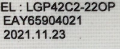 FUENTE DE PODER PARA TV LG OLED EVO / NUMERO DE PARTE EAY65904021 / LGP42C2-22OP / EPCA23CC1A / 3PCR03068A / 65904021 / LGP42C2-220P / PANEL AC420AQL CQA1_RS / MODELO OLED42C2AUA / OLED42C2AUA.DUSQLJR - Imagen 2